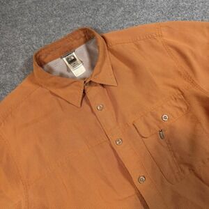 The North Face Shirt Mens Large Orange Check Short Sleeve Button Up Hiking Trail